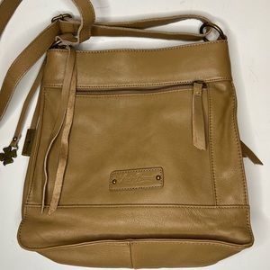 LUCKY BRAND Leather Crossbody Messenger Purse Brass Stud Adjustable